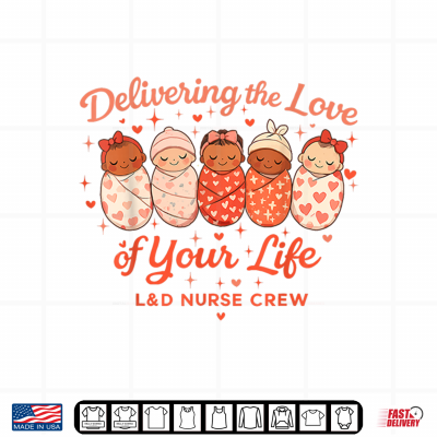 Design Cute Labor Delivery Nurse Crew Heart Graphic Valentines Day Shirt