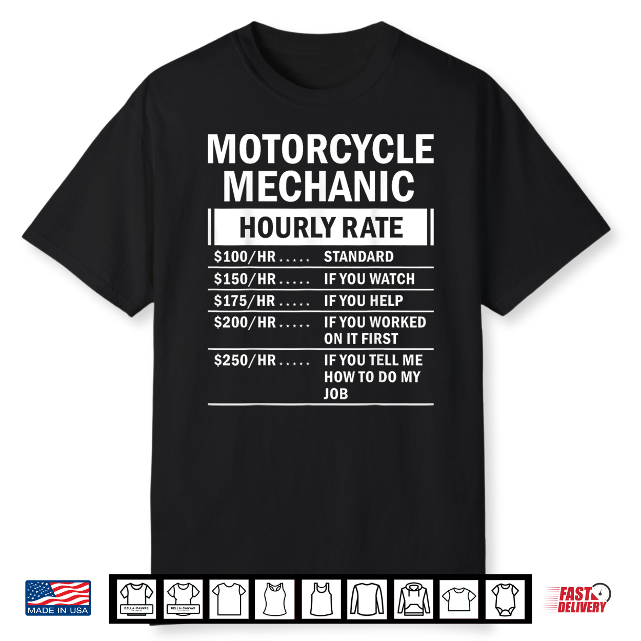 Motorcycle Mechanic Hourly Rate Funny Labor Day Coworker Shirt Motorcycle Mechanic Hourly Rate Funny Labor Day Coworker Shirt