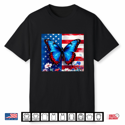 Patriotic Butterfly U S A Flag Red White Blue Butterflies Shirt