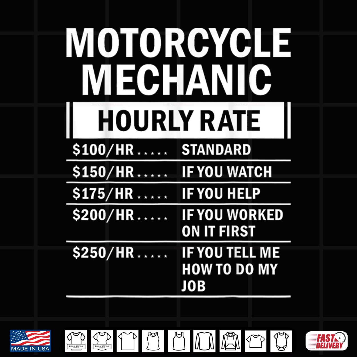 Motorcycle Mechanic Hourly Rate Funny Labor Day Coworker Shirt Motorcycle Mechanic Hourly Rate Funny Labor Day Coworker Shirt