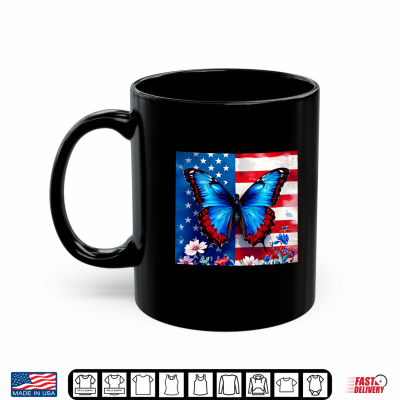 Mug Patriotic Butterfly U S A Flag Red White Blue Butterflies Shirt