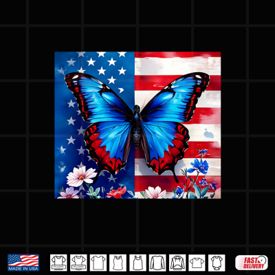Design Patriotic Butterfly U S A Flag Red White Blue Butterflies Shirt