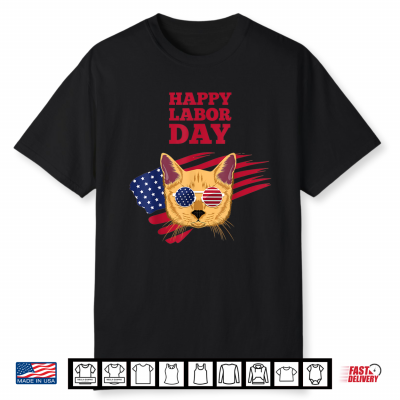 Funny Vintage Cat Happy Labor Day For Workers And Employees Shirt