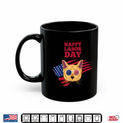 Mug Funny Vintage Cat Happy Labor Day For Workers And Employees Shirt