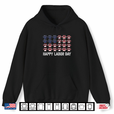 Hoodie Happy Labor Day Patriotic Dog Lover American Flag Shirt