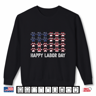 Sweatshirt Happy Labor Day Patriotic Dog Lover American Flag Shirt