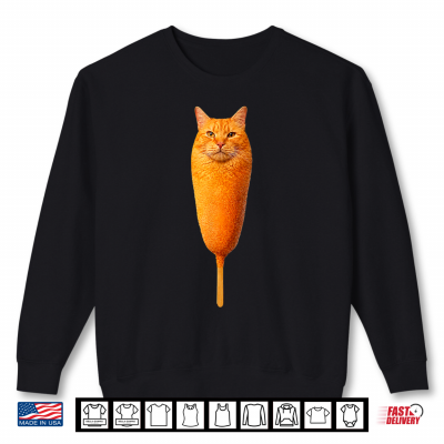 Sweatshirt Corn Dog Cat Funny Food Animal Pun Art Shirt
