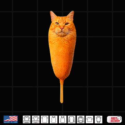 Design Corn Dog Cat Funny Food Animal Pun Art Shirt