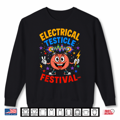 Sweatshirt Electrical Testicle Festival Retro Voltage Adult Unisex Tee Shirt