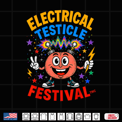 Design Electrical Testicle Festival Retro Voltage Adult Unisex Tee Shirt