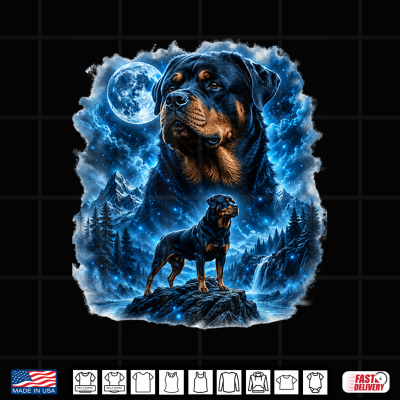 Design Epic Rottweiler Moonlit Fantasy Dog Lover Shirt