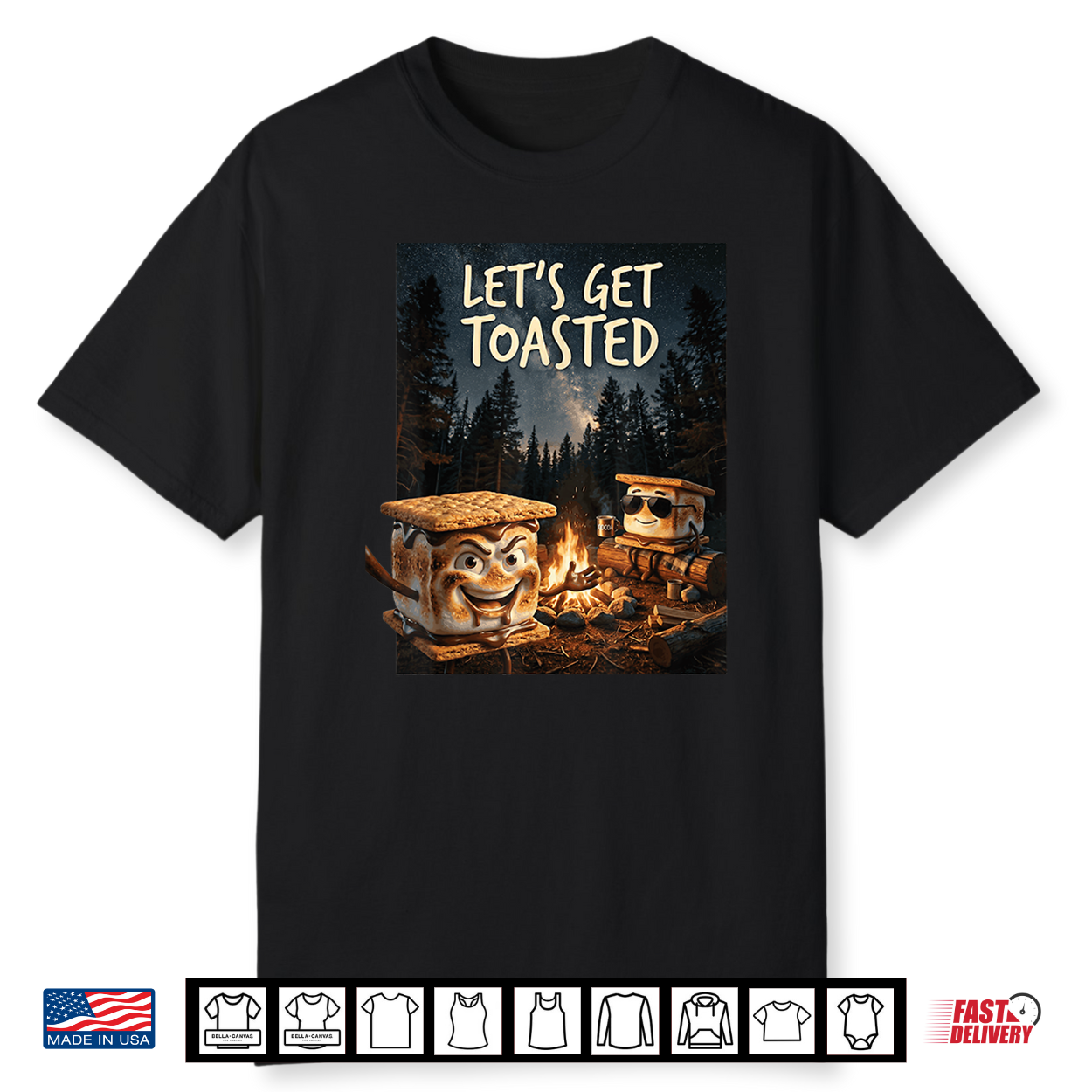 Let’S Get Toasted Camping S’Mores Marshmallow Smores Shirt Let’S Get Toasted Camping S’Mores Marshmallow Smores Shirt