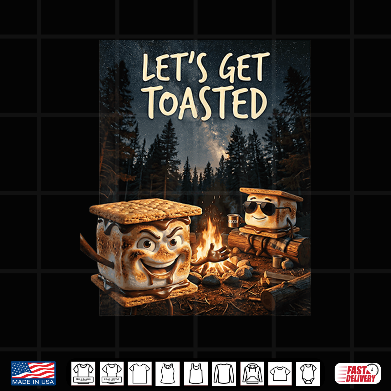 Let’S Get Toasted Camping S’Mores Marshmallow Smores Shirt Let’S Get Toasted Camping S’Mores Marshmallow Smores Shirt
