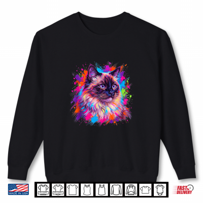 Ragdoll Colorful Cat Portrait Shirt 2 Sweatshirt Ragdoll Colorful Cat Portrait Shirt