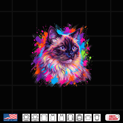 Ragdoll Colorful Cat Portrait Shirt 4 Design Ragdoll Colorful Cat Portrait Shirt