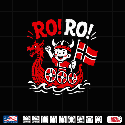 Design Ro Ro Funny Norway Viking Cartoon Kids Norwegian Heritage Shirt