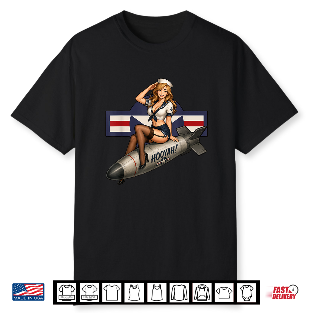 Vintage Style Pinup Patriotic Retro Military Nose Art Design Shirt Vintage Style Pinup Patriotic Retro Military Nose Art Design Shirt