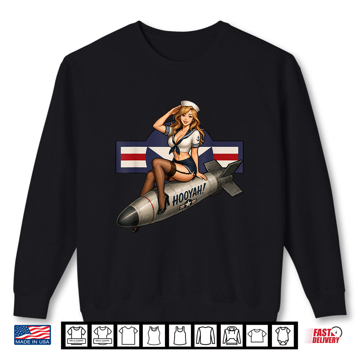 Vintage Style Pinup Patriotic Retro Military Nose Art Design Shirt Vintage Style Pinup Patriotic Retro Military Nose Art Design Shirt