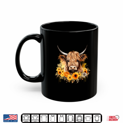 Watercolor Highland Cow With Sunflowers Floral Shirt 3 Mug Watercolor Highland Cow with Sunflowers Floral Shirt