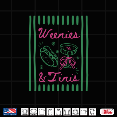 Design Weenies and Tinis Hotdog Coquette Bow Martini Drinking Party Shirt