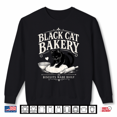 Sweatshirt Black Cat Bakery Biscuits Made Daily Cat Lover Art Shirt