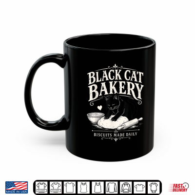 Mug Black Cat Bakery Biscuits Made Daily Cat Lover Art Shirt