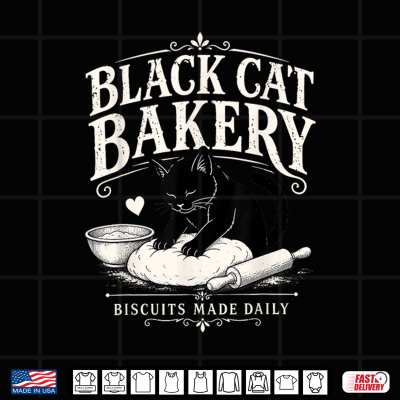 Design Black Cat Bakery Biscuits Made Daily Cat Lover Art Shirt