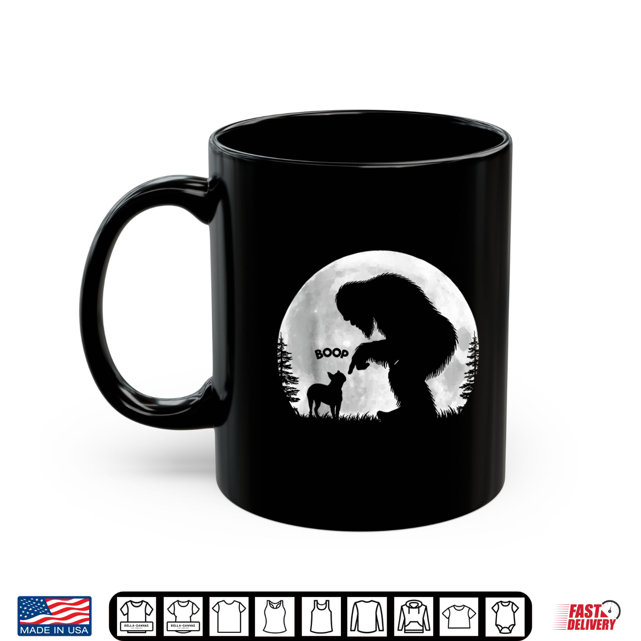Fun Hand Boop Nose Bigfoot Sasquatch Boston Terrier Moon Shirt Fun Hand Boop Nose Bigfoot Sasquatch Boston Terrier Moon Shirt
