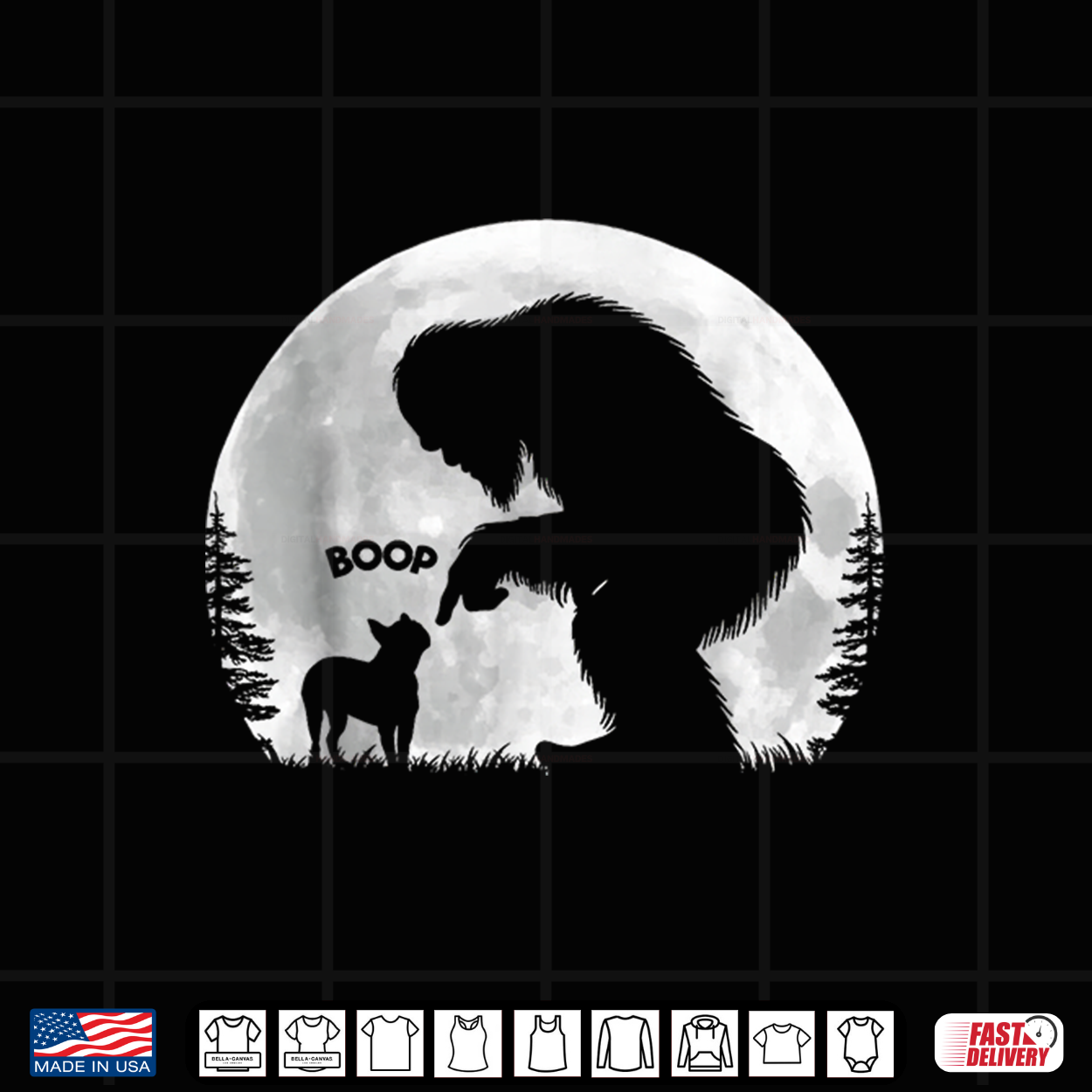Fun Hand Boop Nose Bigfoot Sasquatch Boston Terrier Moon Shirt Fun Hand Boop Nose Bigfoot Sasquatch Boston Terrier Moon Shirt