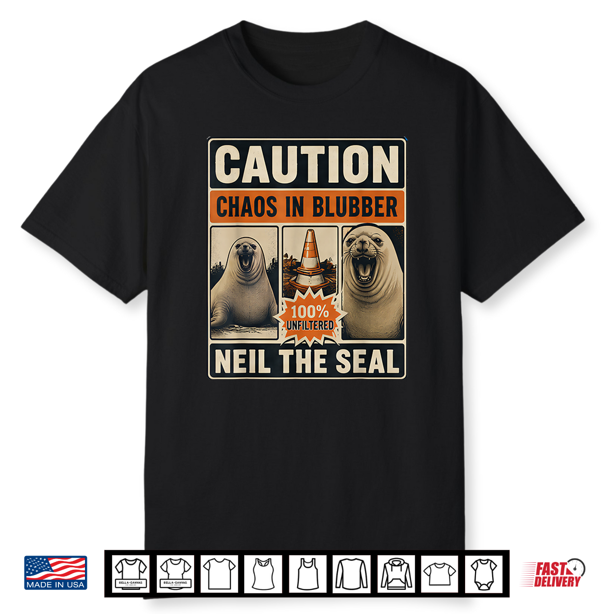 Neil The Seal Funny Seal Chaos In Blubber Warning Sign Shirt Neil The Seal Funny Seal Chaos In Blubber Warning Sign Shirt