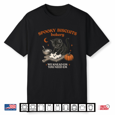 Retro Funny Spooky Biscuits Club Cat Lovers Pastry Halloween Shirt