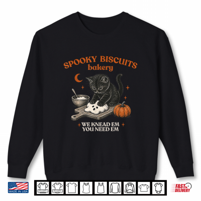 Sweatshirt Retro Funny Spooky Biscuits Club Cat Lovers Pastry Halloween Shirt