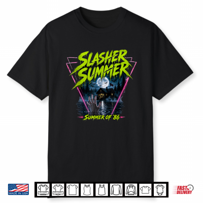 Vintage 80S Summerween Funny Slasher Summer Halloween Cute Shirt