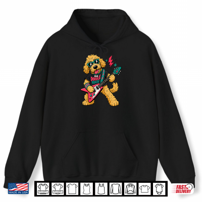 Hoodie Cool Golden Doodle Guitarist Rockstar Dog Musician Shirt