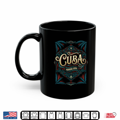 Mug Cuba 1950s Vintage Ornate Tropical Scrollwork Shirt