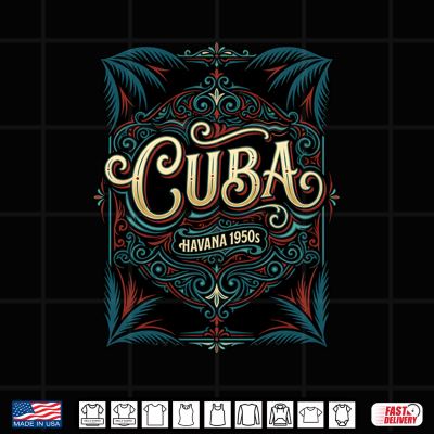 Design Cuba 1950s Vintage Ornate Tropical Scrollwork Shirt