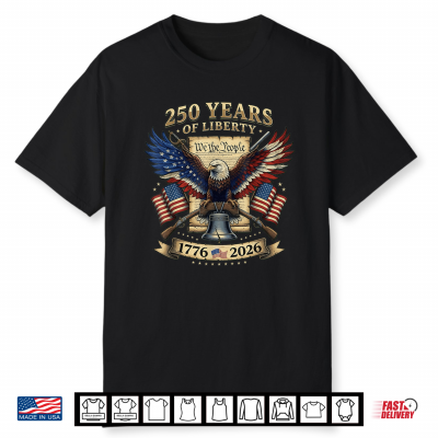 Veterans Patriotic Eagle 250 Years Liberty Usa Flag Tee Shirt