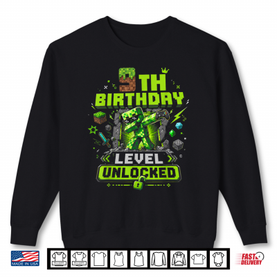 Sweatshirt 9th Birthday Level Unlocked Pixel Dab 9 Funny Gamer Boy Kids Shirt