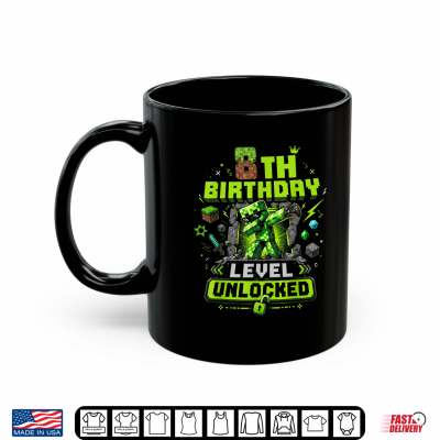 Mug 8th Birthday Level Unlocked Pixel Dab 8 Funny Gamer Boy Kids Shirt