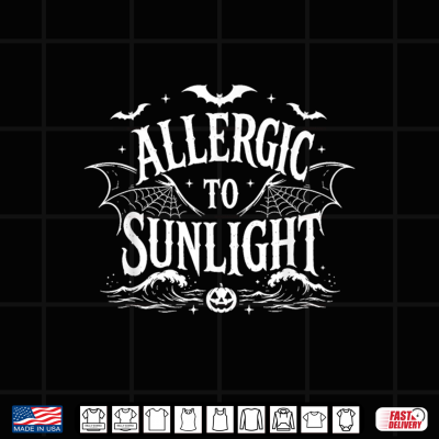 Design Allergic to Sunlight Gothic Vampire Funny Halloween Humor Shirt