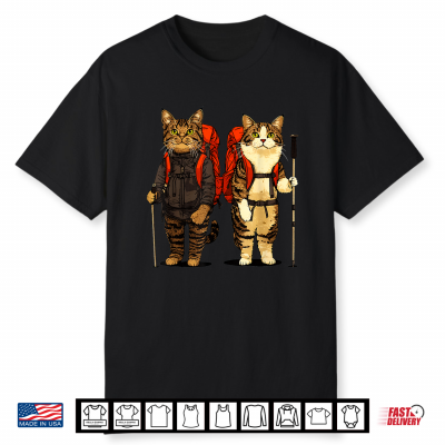 Cat Backpacker Buddies Funny Tabby Cats Mountain Climbing Shirt