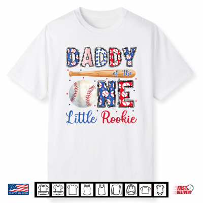 Daddy Of The One Little Rookie Baseball 1St Birthday Boy Shirt