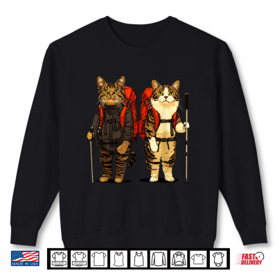 Sweatshirt Cat Backpacker Buddies Funny Tabby Cats Mountain Climbing Shirt