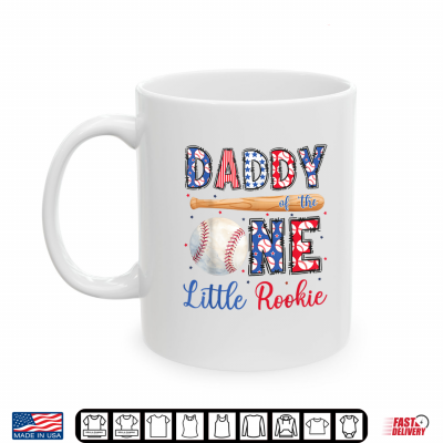 Mug Daddy of The One Little Rookie Baseball 1st Birthday Boy Shirt