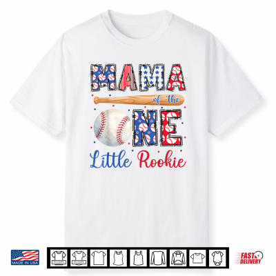 Mama Of The One Little Rookie Baseball 1St Birthday Boy Shirt