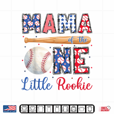 Design Mama of The One Little Rookie Baseball 1st Birthday Boy Shirt