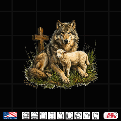 Design The Wolf Will Live with the Lamb Isaiah 11 6 Christian Faith Shirt
