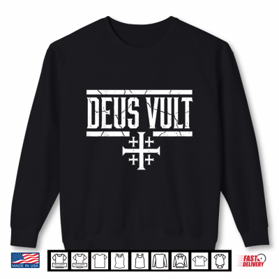 Sweatshirt Deus Vult Crusader Knight Medieval History Jerusalem Cross Shirt