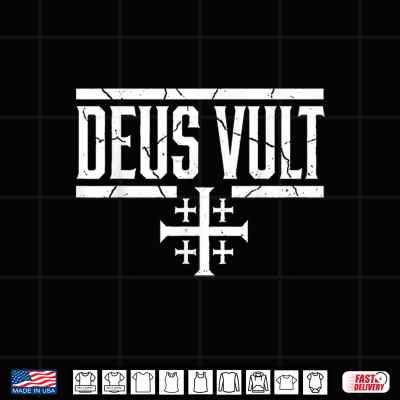 Design Deus Vult Crusader Knight Medieval History Jerusalem Cross Shirt