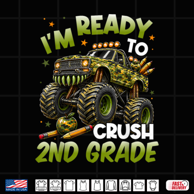 I'M Ready To Crush 2Nd Grade Camo Monster Truck Boys Kids Shirt 4 Design Im Ready to Crush 2nd Grade Camo Monster Truck Boys Kids Shirt